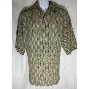 Funky Vintage Geometric Short Sleeve Button Down Mench Platinum Italy Shirt L
